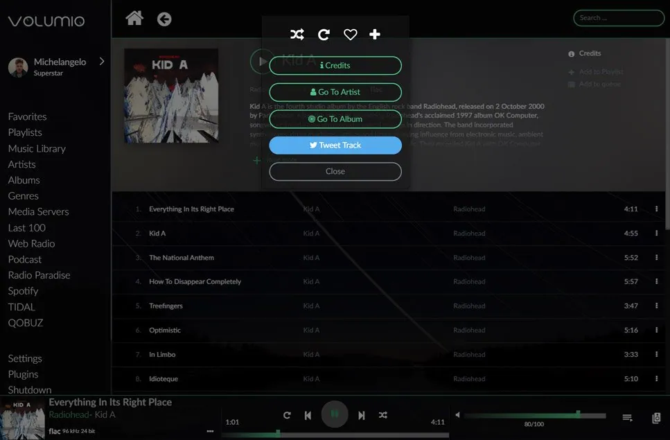 MyVolumio music player software Features