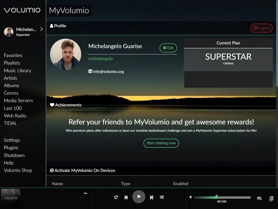 myVolumio-Profile-Referral-Page